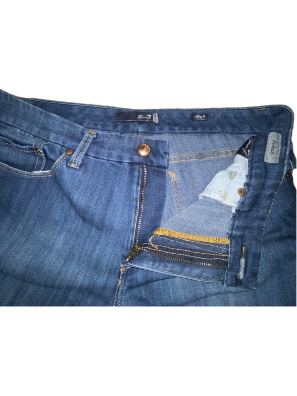 Seven7 Jeans Womens 14 Bootcut Medium Wash Stretch Denim Embroidered Pocket - Picture 4 of 9